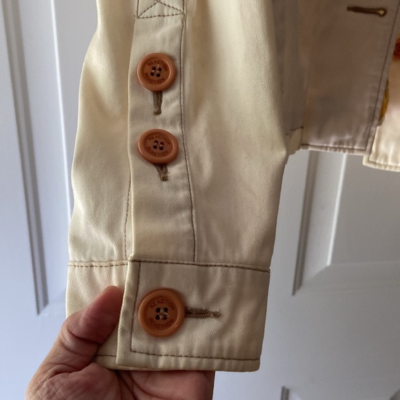 Vintage Kenneth Cole Reaction Jean Jacket sz L cream with floral lining - Picture 4 of 13
